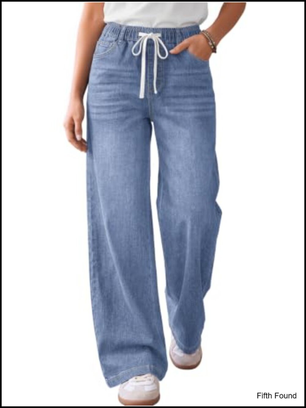 Wide Leg Jeans Stretchy Baggy Denim Pull On Pants Casual Travel